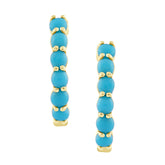 18K Yellow Gold Turquoise Prong Set Hoops